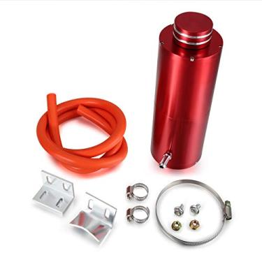 Imagem de Twilight Garage Universal 17,78 cm x 6,35 cm cilindro vermelho alumínio motor radiador reservatório tanque de refrigerante overflow mangueira tanque