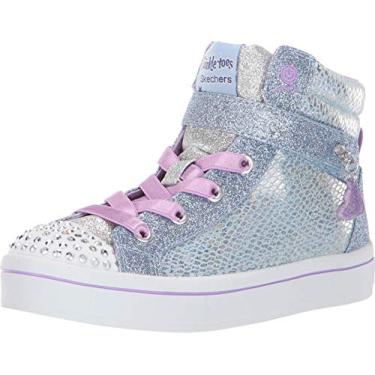 Imagem de Skechers Twinkle Toes TWI-Lites-Holla-Glam Girls' Toddler-Youth Sneaker 2 M US Little Kid Light Blue-Silver