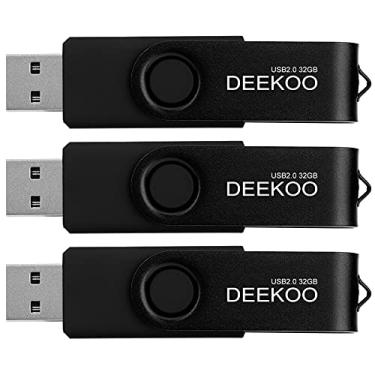 Imagem de DEEKOO Pen Drive 32 GB Thumb Drives Memory Sticks Jump Drive Pacote com 3 unidades USB 2.0 Flash Drives 3 peças Preto