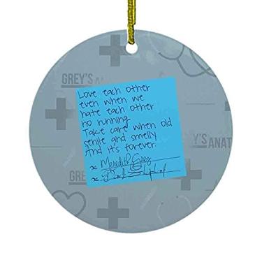 Imagem de Ornamento de nota adesiva Greys Anatomy, ornamento de Natal redondo de cerâmica de 6,9 cm, enfeite de decoração de pendurar de árvore de Natal - Imagem personalizada
