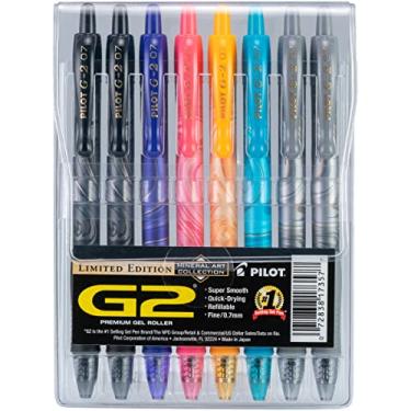Imagem de PILOT G2 Mineral Art Collection Caneta de tinta gel premium, ponta fina, tinta sortida, pacote com 8 (17357)