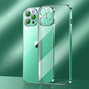 Imagem de Capa de telefone quadrada transparente para iphone 13 14 11 12 pro xs max mini x xr 7 8 plus se 2020 2022 capa macia tpu, verde fresco, para iphone13 pro