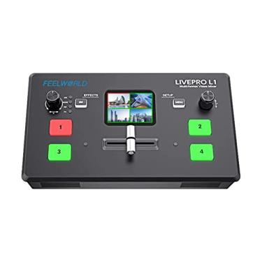 Imagem de FEELWORLD L1 Switcher misturador de vídeo multicâmera, visor LCD de 2 polegadas, 4 entradas HDMI, saída USB 3.0, transmissão ao vivo/produção de câmera/transmissão ao vivo (com cabo USB + adaptador)