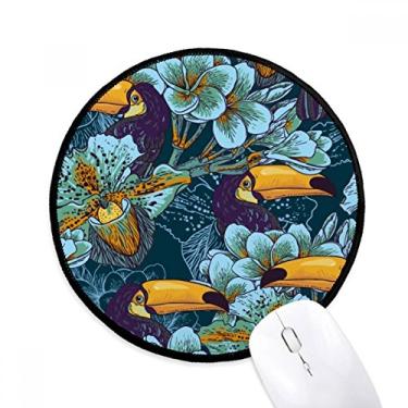 Imagem de DIYthinker Orquídea pássaro quadrado padrão contínuo animal mouse pad desktop escritório tapete redondo para computador
