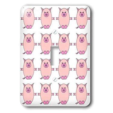 Imagem de 3dRose Lsp_6295_1 Piggy Power – Interruptor de botão único com estampa de porco rosa, multicolorido