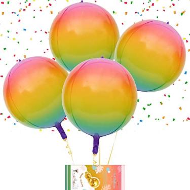 Imagem de Balão 4D FOIL pendurável ombré 55,88 cm, balão redondo de alumínio arco-íris, balões de festa de casamento (arco 2)
