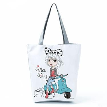 Imagem de Bolsas femininas afro douradas impressas bolsa de ombro moda bonita bolsa de compras ecológica portátil bolsa de praia de alta capacidade, Hl0190 ?? ?