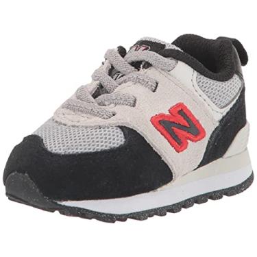 Imagem de New Balance Tênis infantil unissex 574 V1 Bungee, Preto/Nimbus Cloud/Vermelho Verdadeiro, 7 Toddler