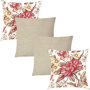 Imagem de Kit 4 Capas de Almofadas Composê Cambucci e Linho 45x45cm