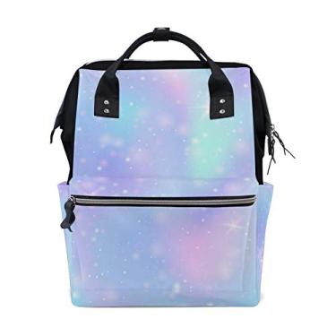 Imagem de Mochila de viagem colorida degradê galáxia mochila de fraldas escolar casual mochila para mulheres adolescentes