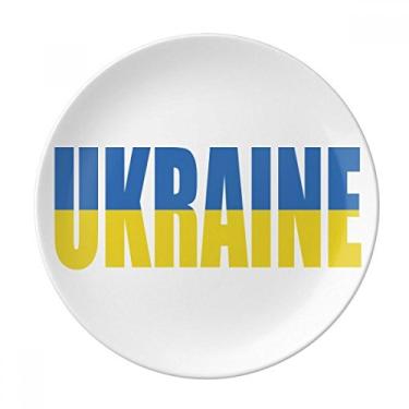 Imagem de Placa de nome da bandeira da Ucrânia decorativa de porcelana Salver louças de jantar