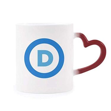 Imagem de Caneca azul sensível ao calor do Partido Democrático com emblema da América Caneca vermelha que muda de cor