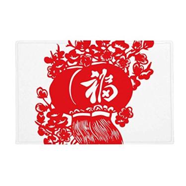 Imagem de DIYthinker Tapete de chão com padrão tradicional chinês, tapete antiderrapante para porta de banheiro