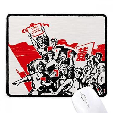 Imagem de Mouse pad vermelho da bandeira Mao Zedong com citações Red China com borda costurada Tapete de borracha para jogos