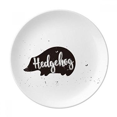 Imagem de Prato de animal preto e branco da Hedgehog, Prato de jantar decorativo de porcelana Salver