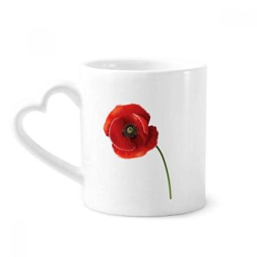 Imagem de Caneca de café de cerâmica com pintura artística de flor vermelha de milho copo de coração de vidro