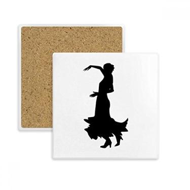 Imagem de Performance Folk Dance Dancer Quadrado Porta-copos Porta-copos Caneca Subplaca Suporte de Pedra de Isolamento