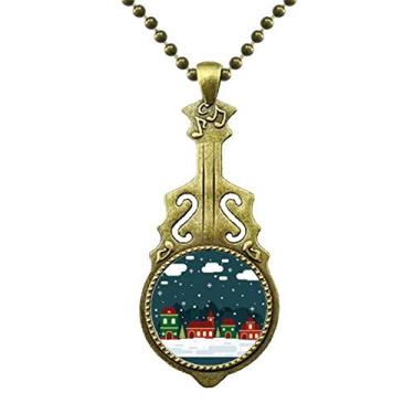 Imagem de DIYthinker Colar de floco de neve em casa na árvore da nuvem com pingente de música de guitarra antiga