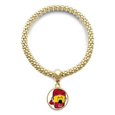 Imagem de DIYthinker Bandeira da Espanha com cabeça de maquiagem facial gritando pulseira dourada pingente redondo corrente de joias