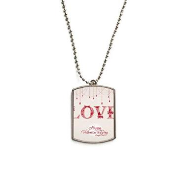 Imagem de Love Happy Valentine's Day Colar vermelho de aço inoxidável com pingente para cachorro