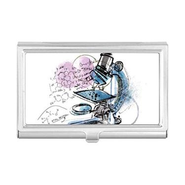 Imagem de Chemistry Kowledge Porta-cartões de visita com microscópio