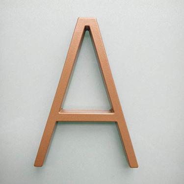 Imagem de Número de casa flutuante dourado 3D de 12,7 cm 0-9 letra AB, placas de porta com alfabeto digital para domicílio ao ar livre, montagem com parafuso, à prova d'água, antiferrugem