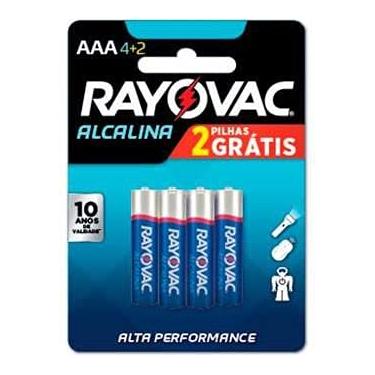 Imagem de Caixa com 24 Cartelas Pilha AAA Palito Alcalina c/ 6un - Rayovac (Total de 144 pilhas AAA)