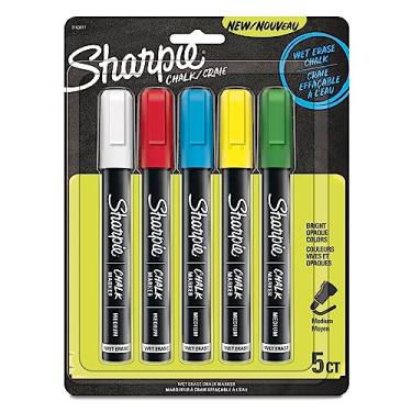 Imagem de Sharpie Marcador de giz, marcadores apagáveis molhados, cores sortidas, 5 unidades