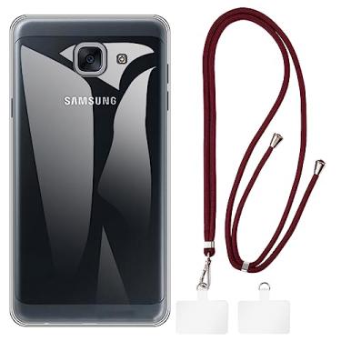 Imagem de Shantime Capa para Samsung Galaxy J7 Max G615F + cordões universais para celular, pescoço/alça macia de silicone TPU capa protetora para Samsung Galaxy On Max sem anel brilhante inteligente (5,7 polegadas)