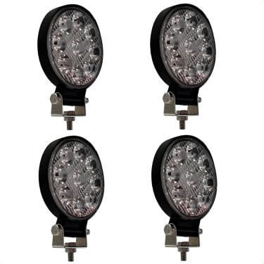 Imagem de kit 4 Farol de LED Auxiliar redondo 27W 9 Leds Troller Off-Road carro 4x4 LE-6710