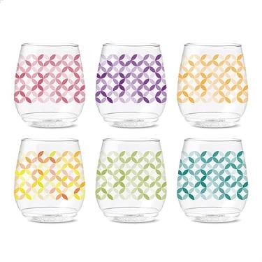 Imagem de TOSSWARE POP 396.9 g Vino Designer Series - Formas 2, Conjunto de 6, Qualidade Premium, Reciclável, Inquebrável e Vidro Impresso Plástico Transparente