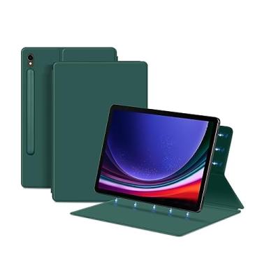 Imagem de Tablet protetor PC Capa Capa magnética compatível com Samsung Galaxy Tab S9 Case X710/X716B/X718U Capa fina para tablet de 11 polegadas, fixação magnética, capa Auto Wake/Sleep (Color : Green)