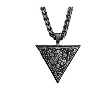 Imagem de Colar Masculino Runas Viking Estilo Talisman Nórdico Cordão Étnico Cor:Prata