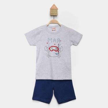 Imagem de Conjunto Curto Bebê Brandili Mar Camiseta + Bermuda Menino