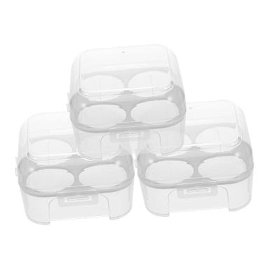 Imagem de OSALADI Caixa De Armazenamento De Ovos 3 Peças 4/4 Grades Geladeira Gaveta Ovos Expositor Despensa Caixa De Ovos Recipientes Skelter Com Tampas Recipiente De Branco Doméstico