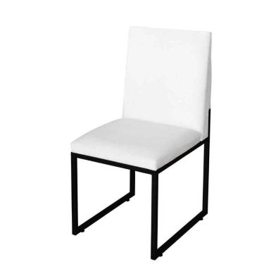 Imagem de Cadeira Para Sala De Jantar Trendy Base Metálica Preto Corino Branco