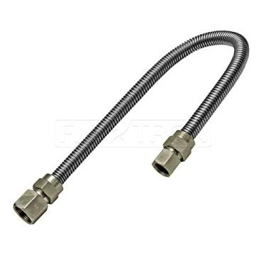 Imagem de Flextron FTGC-SS14-24E Conector de linha de gás flexível de 60,9 cm com diâmetro externo de 1,9 cm e conexões FIP de 1,2 cm x 1,9 cm, conectores de aquecedor de ambiente de aço inoxidável não revestidos, aprovados pela CSA