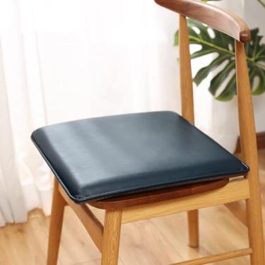 Imagem de HotcoS Almofada de assento de escritório de couro PU de cor sólida à prova d'água almofada de cadeira de espuma de memória almofada de cadeira dupla para escritório doméstico ao ar livre