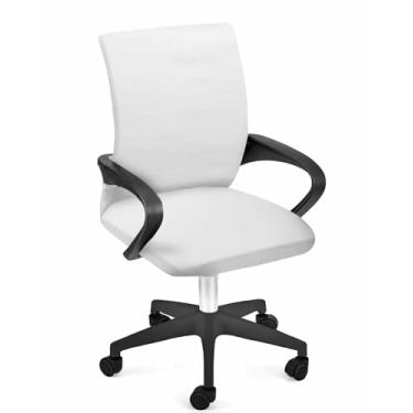 Imagem de Capa para cadeira de escritório, branca, com ajuste elástico, capa para cadeira de computador, capa removível para cadeira de escritório, 1 peça, pequena