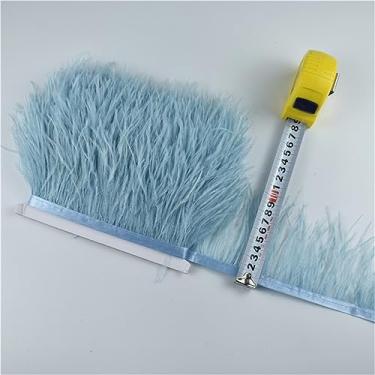 Imagem de 1 metro de penas de avestruz acabamento de franja 8-10 cm DIY saia costura penas brancas decoração de roupas cor 22