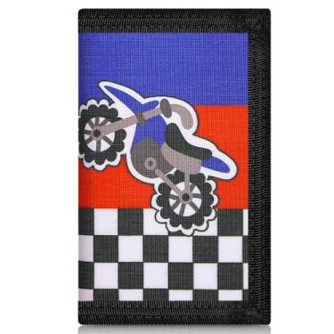 Imagem de JONYEE Carteira RFID, linda carteira de desenho animado com zíper para crianças, Motocicleta, Single