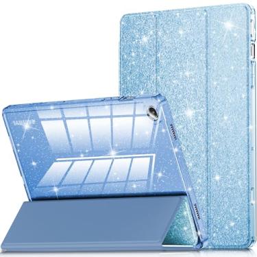 Imagem de INFILAND Capa para Galaxy Tab A9 Plus 5G, capa de couro com glitter com parte traseira transparente brilhante para tablet Samsung Galaxy A9+/A9 Plus modelo 2023 de 11 polegadas (SM-X210/X216/X218)