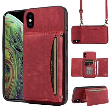 Imagem de Capa de telefone para iPhone Xs X 10 10s capa carteira com alça de ombro transversal e suporte de cartão de crédito de couro acessórios para celular iPhone X iPhone Xs iPhone 10 i PhoneX SX 10x 10xs