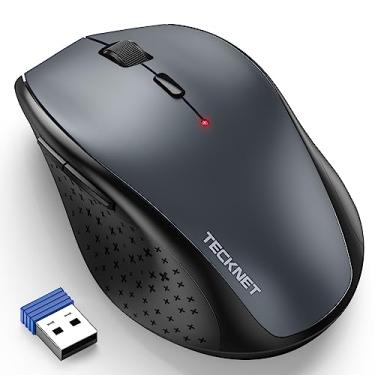 Imagem de TECKNET Mouse sem fio, mouse de computador USB 2,4 G com 6 níveis ajustáveis 4800 DPI, bateria de 30 meses, alças ergonômicas, 6 botões portáteis para PC, Chromebook, Mac - cinza
