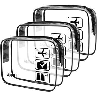 Imagem de ANRUI Bolsa de Higiene Pessoal Transparente Aprovada pela TSA Bolsa de Viagem Aeroporto Compatível com Companhias Aéreas Tamanho 3-1-1 Kit Bolsa de Bagagem de Viagem, Presente para Mulheres, 6. Preto,