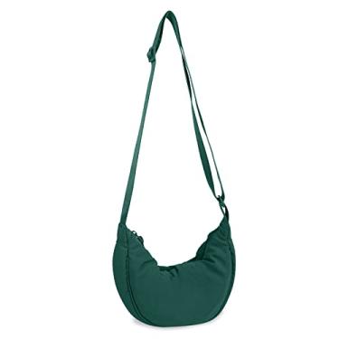 Imagem de Bolsa tiracolo de nylon, crescente, bolsas masculinas e femininas modernas, bolsa transversal pequena, estilo Hobo, Verde escuro, Small, Casual