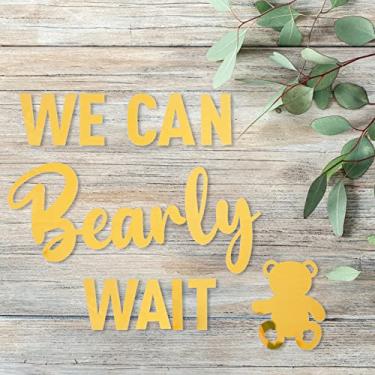 Imagem de We Can Bearly Wait Urso de Pelúcia Decorações de Chá de Bebê, Sinal de Urso de Bebê, Decoração para Urso de Pelúcia Tema Menina Menino Chá de Bebê Decorações de Festa de Aniversário, Decoração de