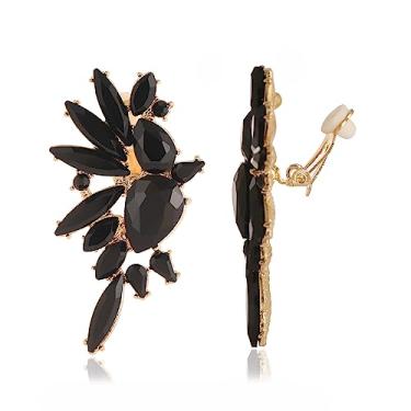 Imagem de Met-edianger Brincos vintage de strass com clipe de cristal retrô, brincos pendentes não perfurados para mulheres e meninas, Zinco, Strass Vidro