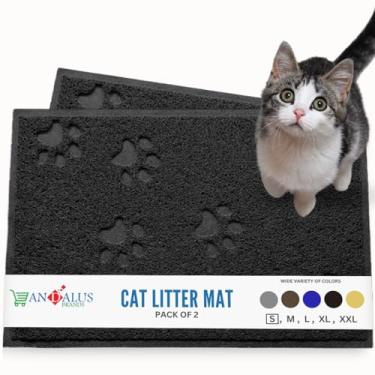Imagem de Tapete de areia para gatos ANDALUS | Pequeno/Grande/Tamanho GG | Livre de ftalatos e BPA | Armadilha bagunça | Controle de dispersão | Fácil de limparAndalus Brands Small (15.75" x 11.75") - 2 Pack preto