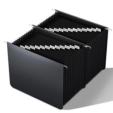 Imagem de Pastas de arquivo suspensas expansíveis de plástico, tamanho carta, 26 bolsos expansíveis, abas de A-Z alfabéticas coloridas, pasta suspensa de acordeão inovadora para arquivo, material de escritório